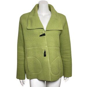 Nomadic Traders Fleece Coat Womens Size M Green Toggle Buttons Long Sleeve